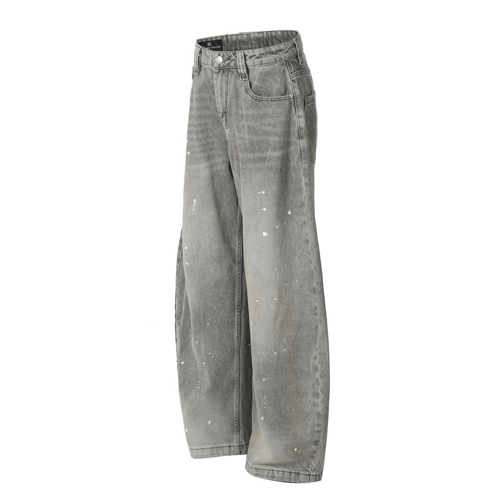 YAVIORA White Ink Print Curved Wide Leg Pants