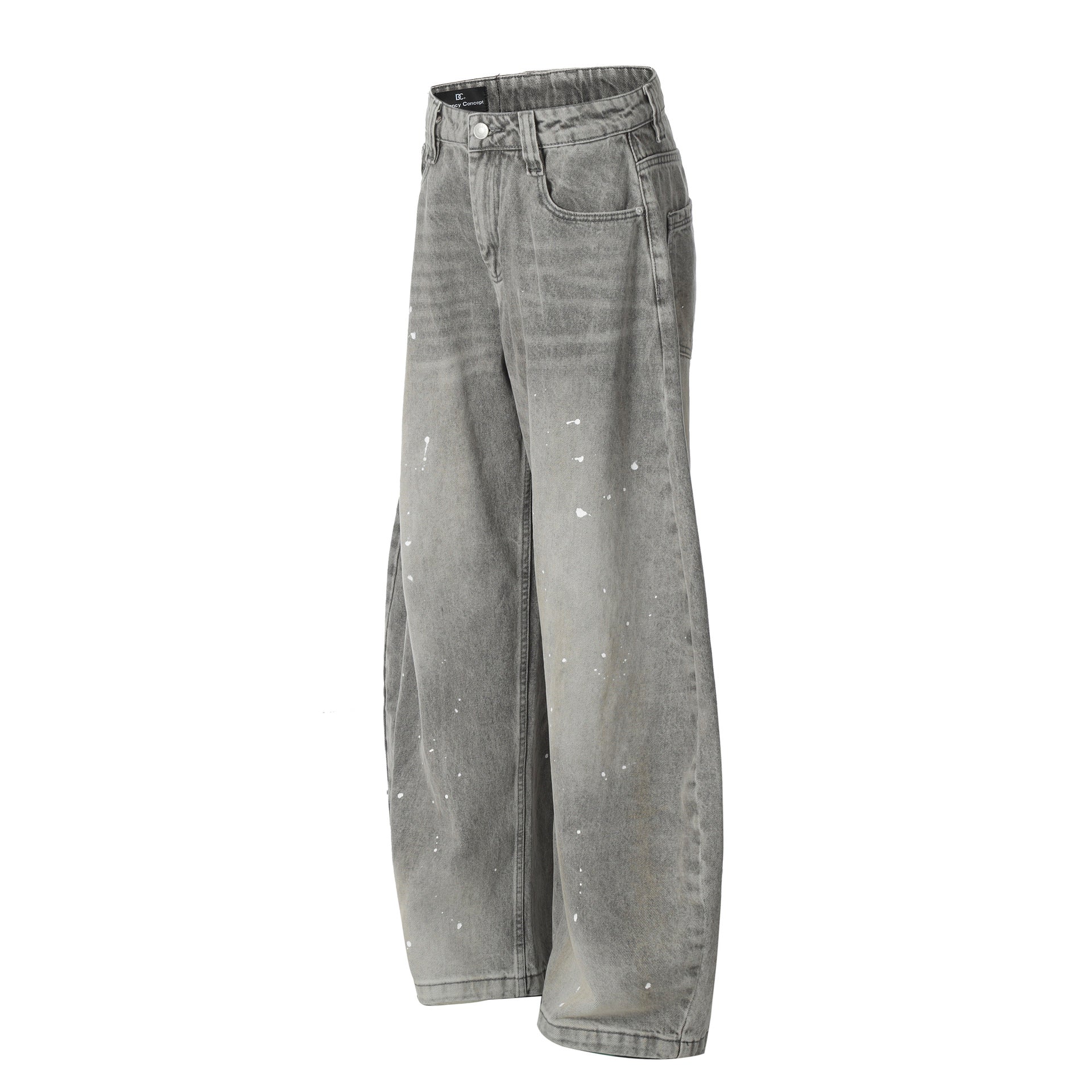 YAVIORA White Ink Print Curved Wide Leg Pants