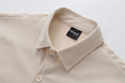 YAVIORA Cartoon Letter Corduroy Shirt