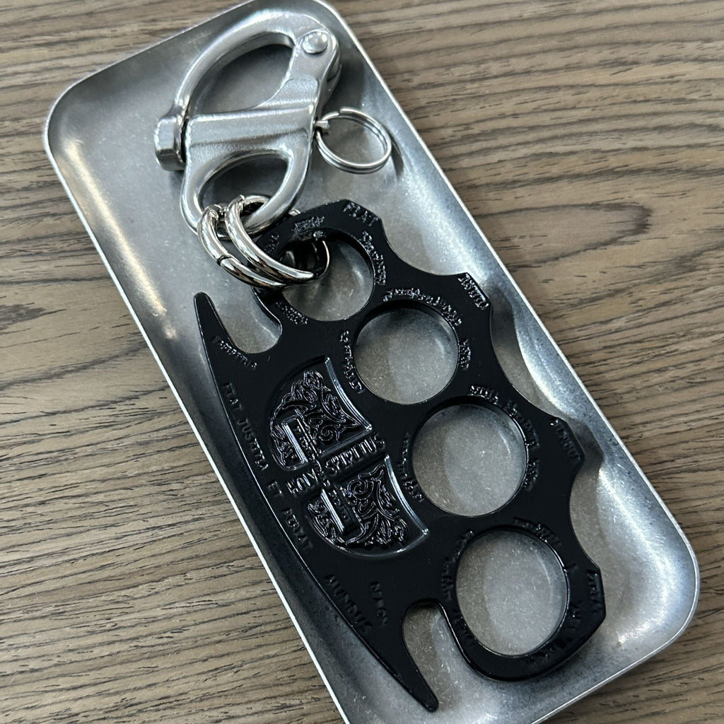 Black Knuckle Duster Keychain Heavy Metal Keyring