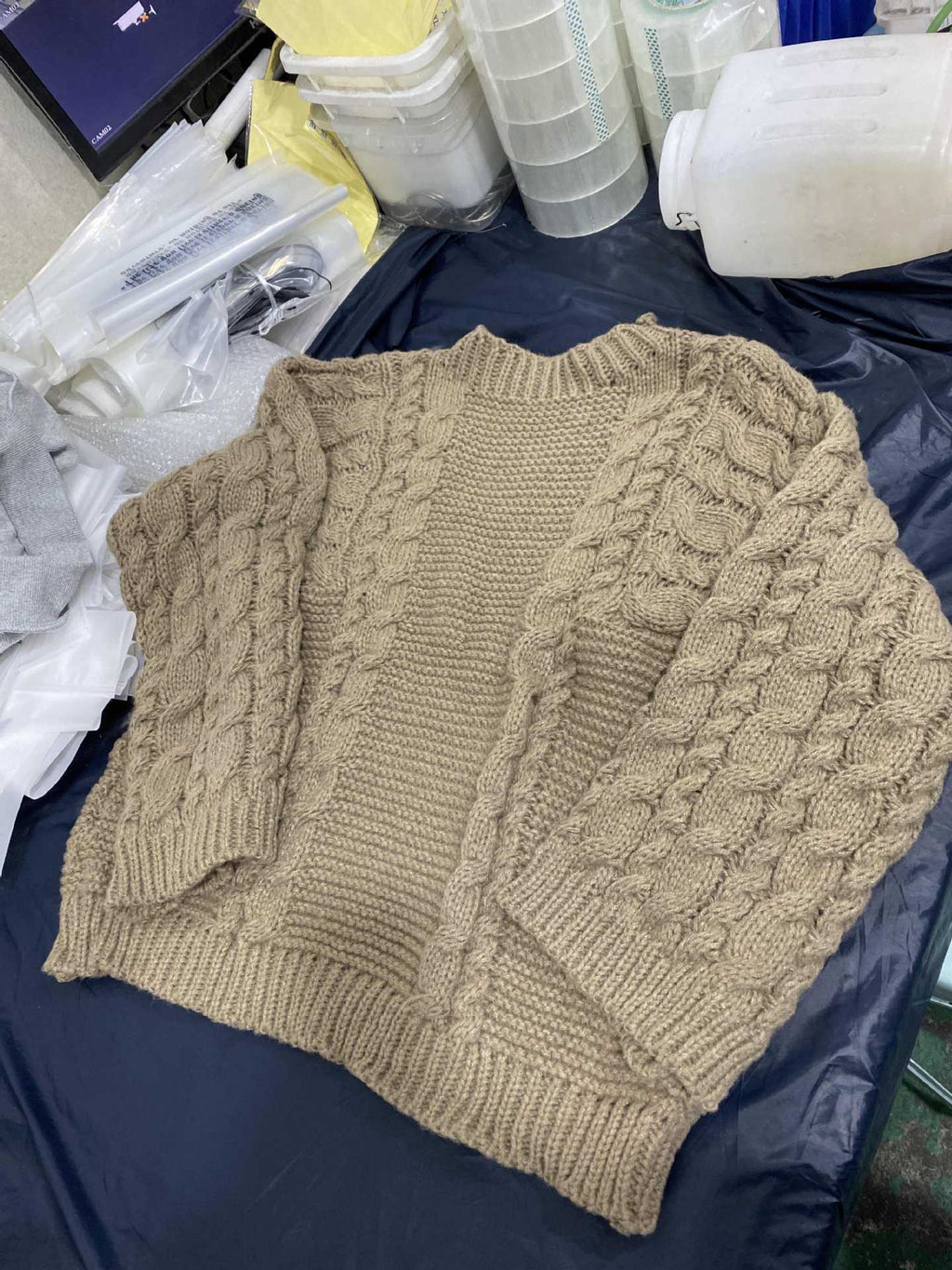 Loose Cable-Knit Sweater with Oversized Flared Sleeves