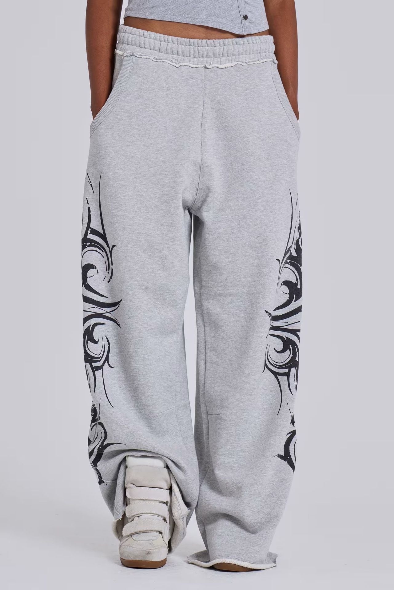 Y2K Hip-Hop Style Washed, Distressed, and Printed Jeans