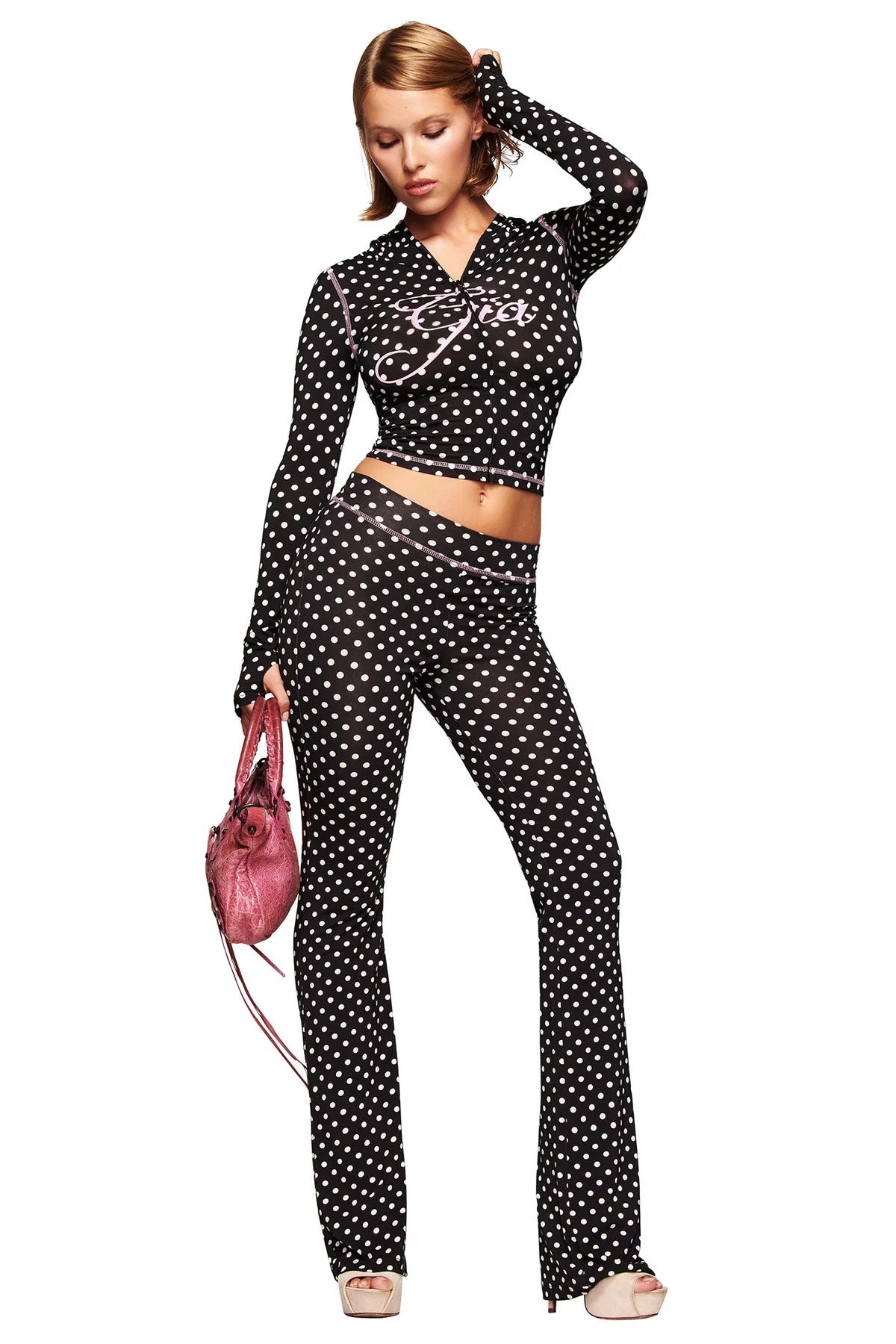 y2k hot girl letter print low-rise trousers two-piece set