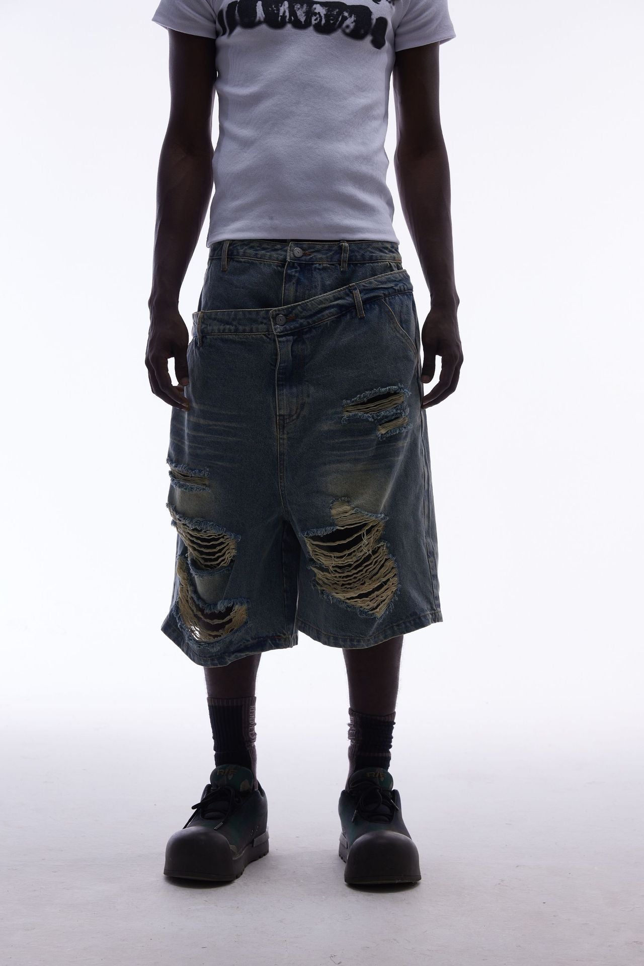 YAVIORA Ripped and Distressed Denim Shorts