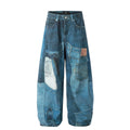 YAVIORA Irregular Printed Scimitar Cut Jeans