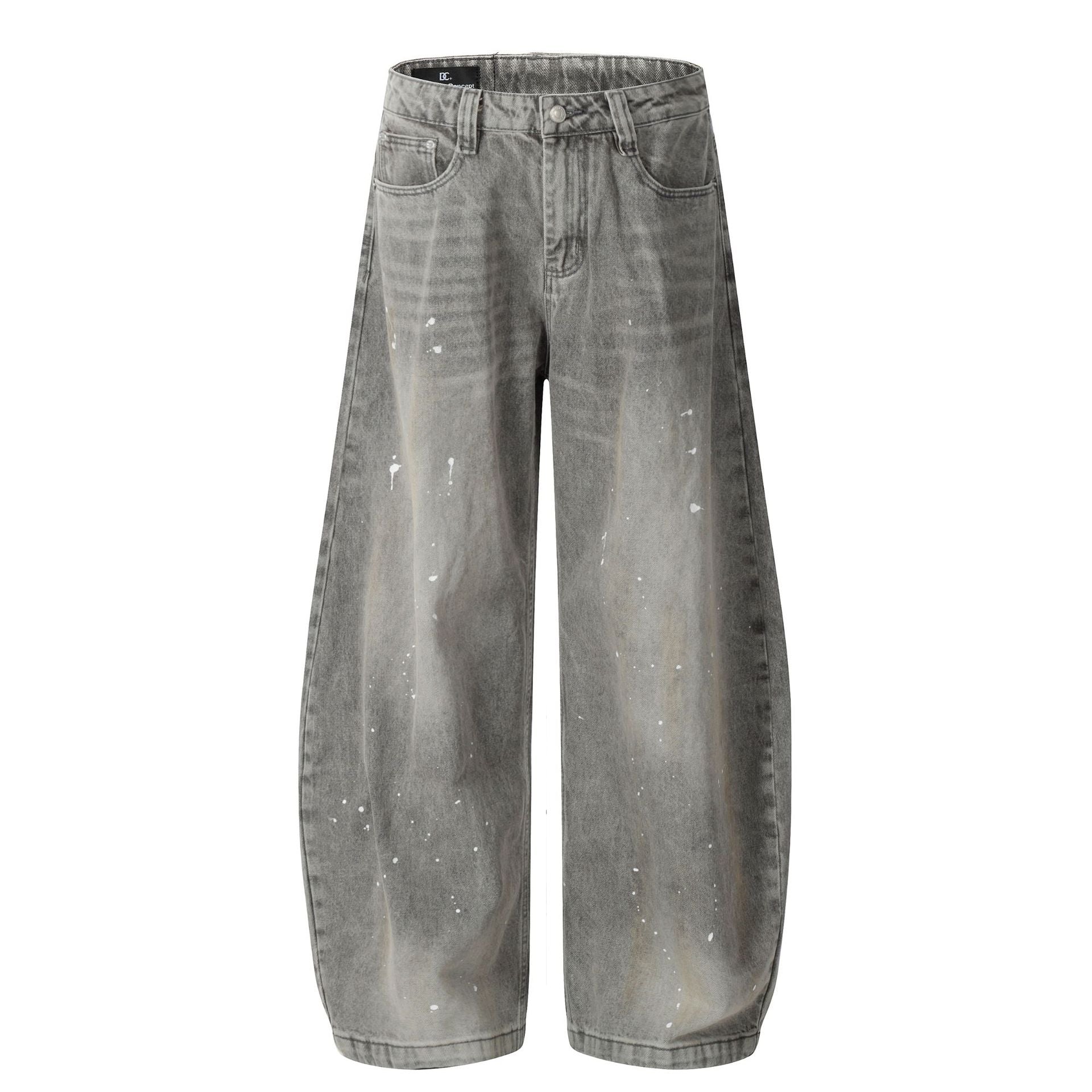 YAVIORA White Ink Print Curved Wide Leg Pants