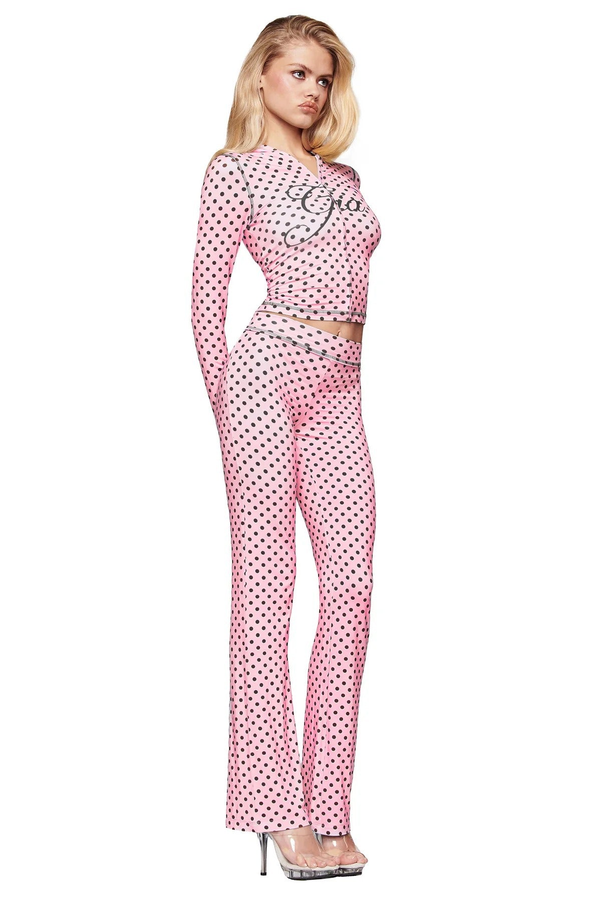 y2k hot girl letter print low-rise trousers two-piece set