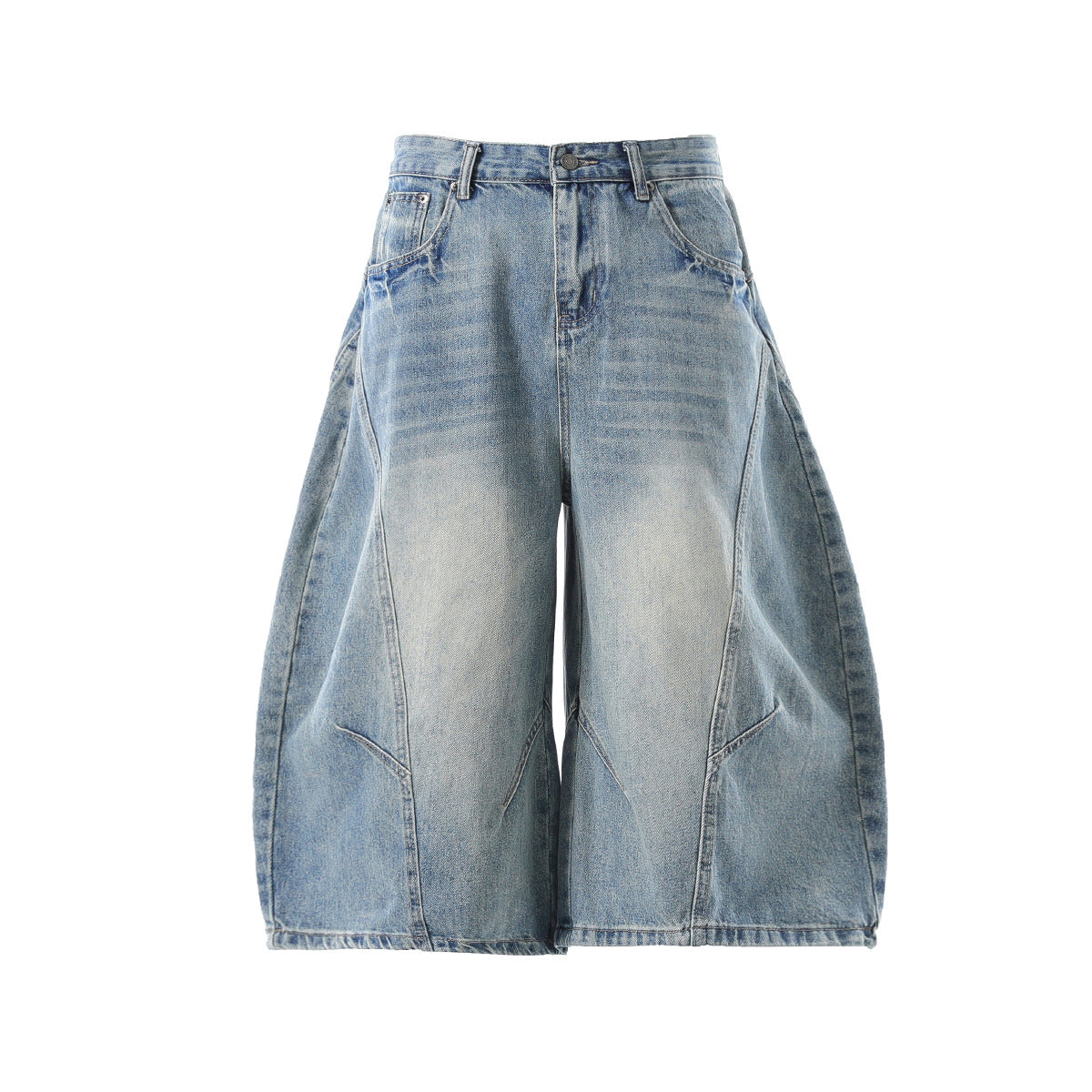 YAVIORA Vintage Washed Scimitar Fit Denim Shorts