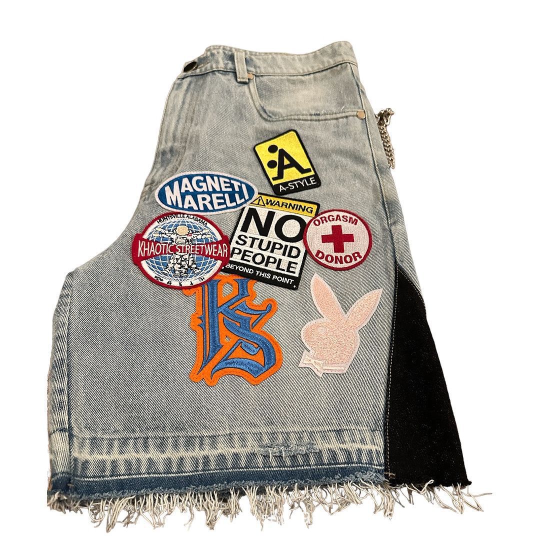Y2K hip-hop cartoon embroidered loose-fitting shorts
