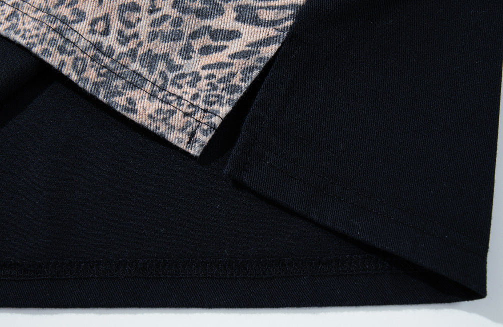 YAVIORA Leopard-Panel Cross Polo Shirt