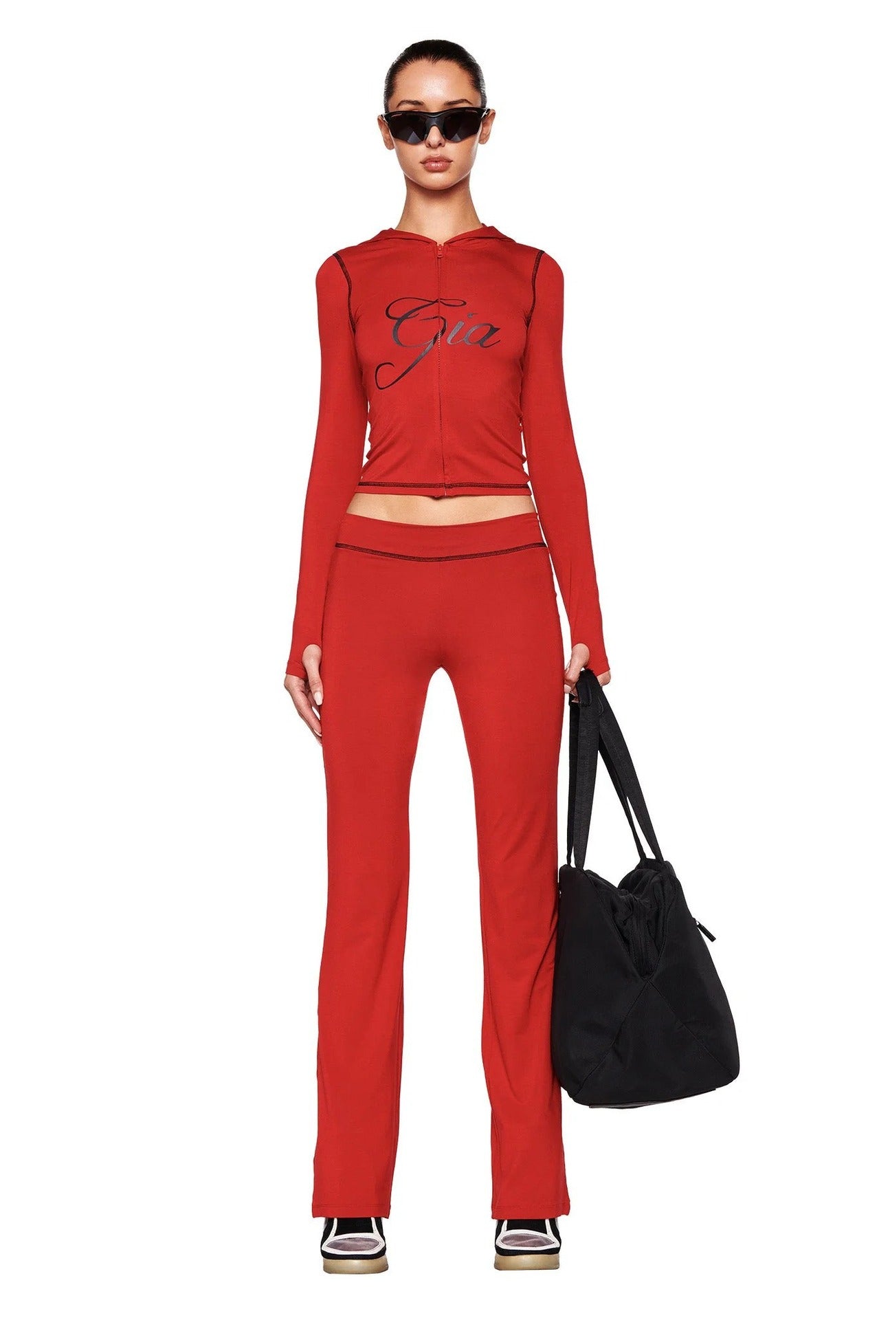 y2k hot girl letter print low-rise trousers two-piece set