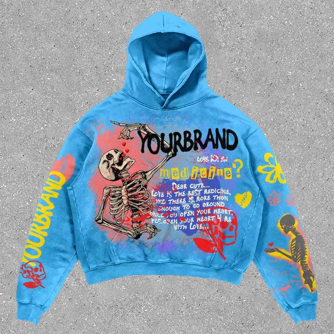 Unique Hand-Painted 3D Graffiti Print Hoodie