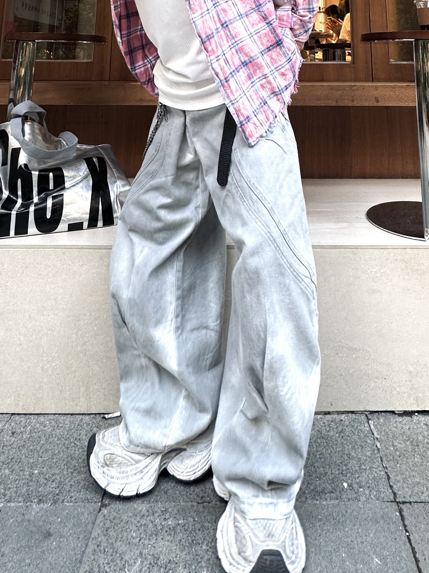 YAVIORA Dirty Dye Deconstructed Design Scimitar Pants