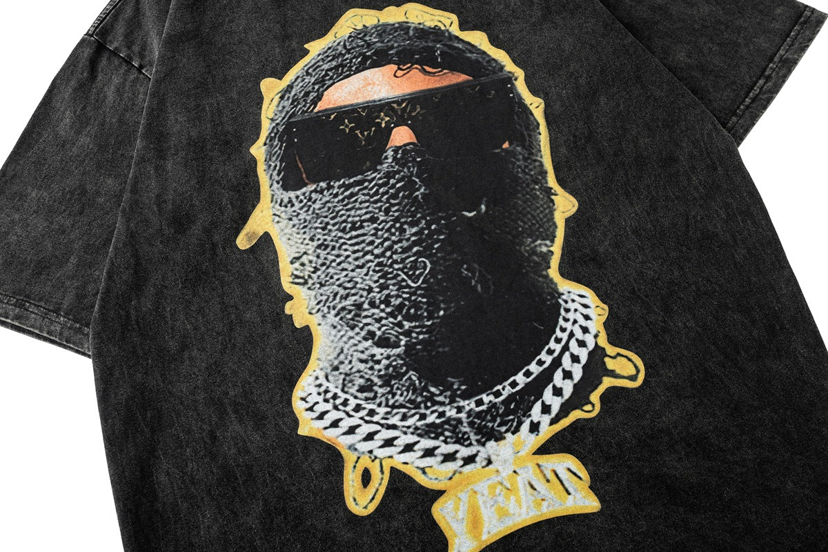 YAVIORA Hip-Hop Portrait Washed T-Shirt