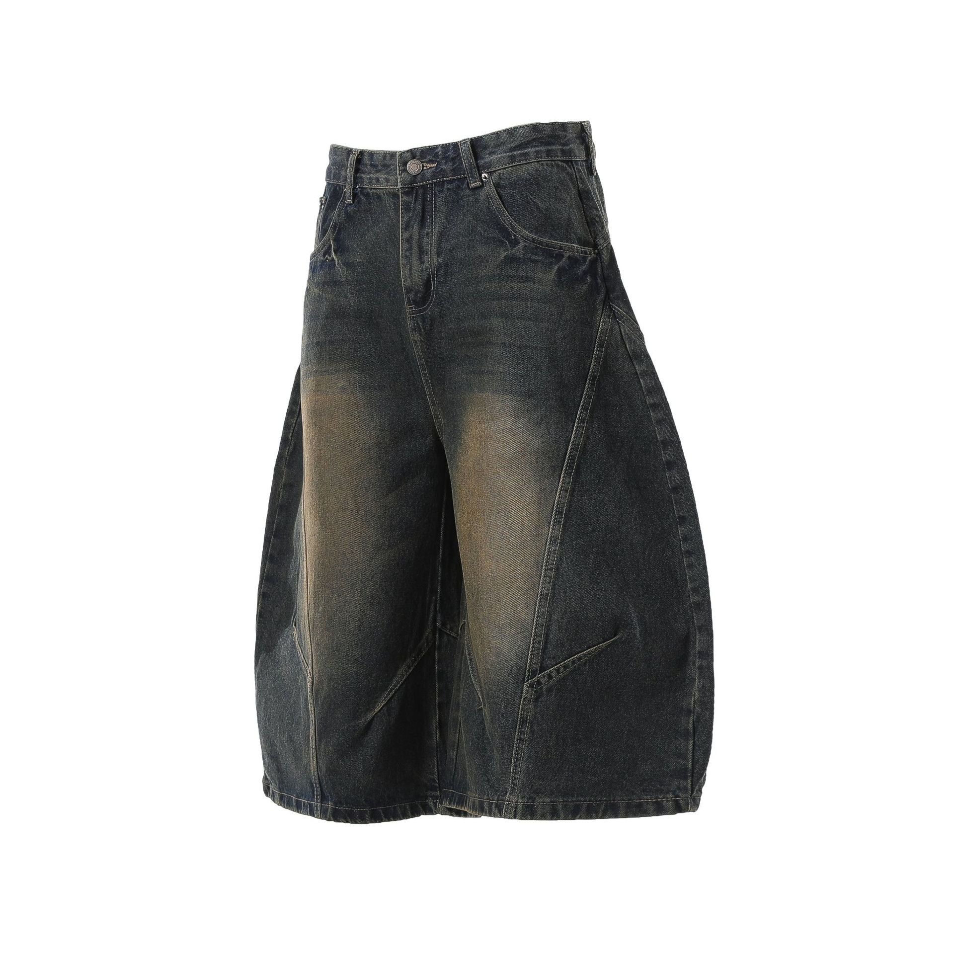 YAVIORA Vintage Washed Scimitar Fit Denim Shorts