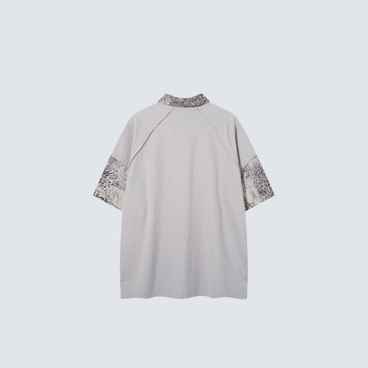 YAVIORA Leopard-Panel Cross Polo Shirt