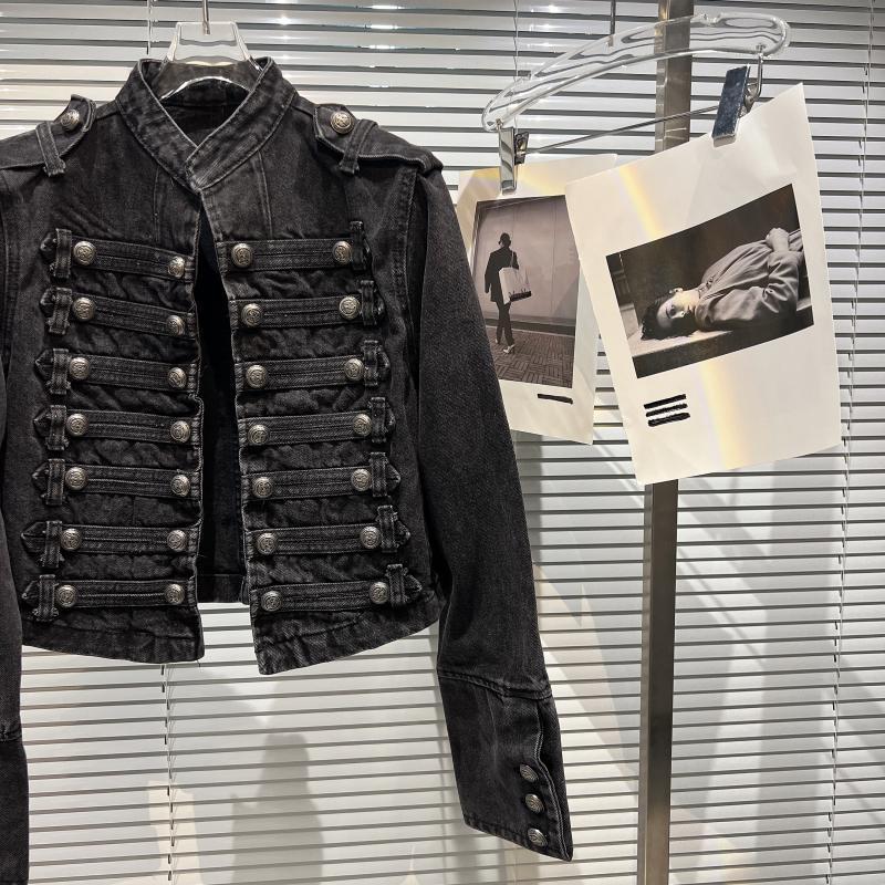 Y2K Classic Metal Ripped Button Washed Denim Jacket