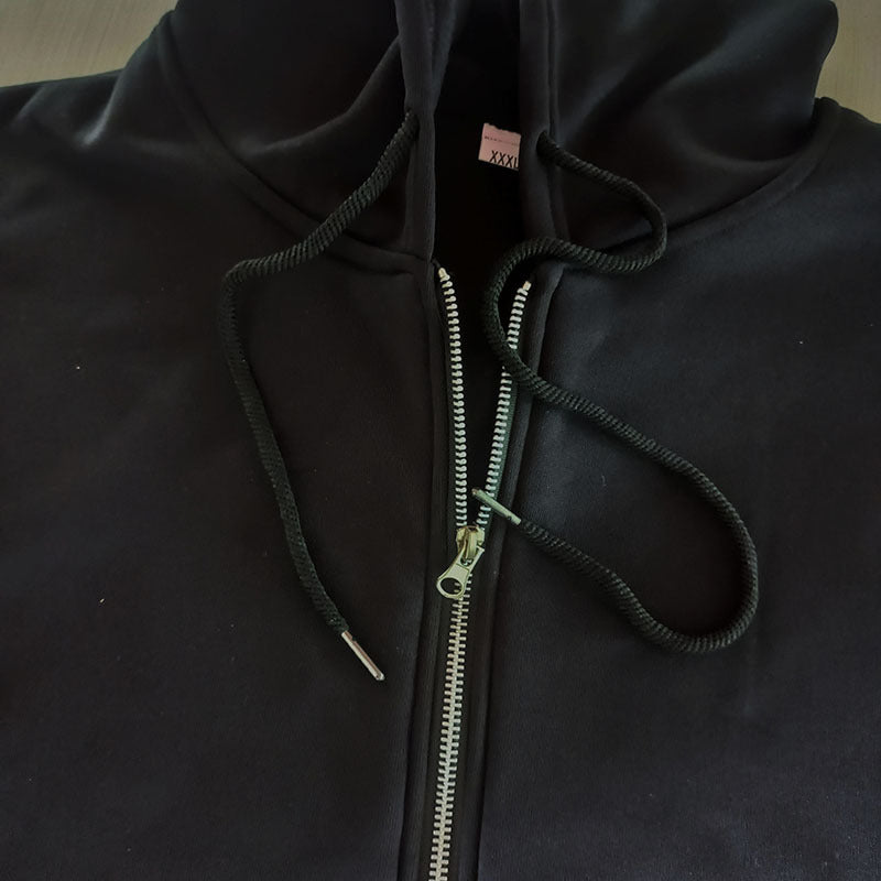 Y2K Hip-Hop Star-Print Racing-Style Zip-Up Hoodie