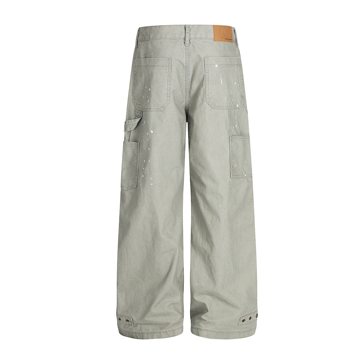 YAVIORA White Ink Print Wide Leg Carpenter Pants