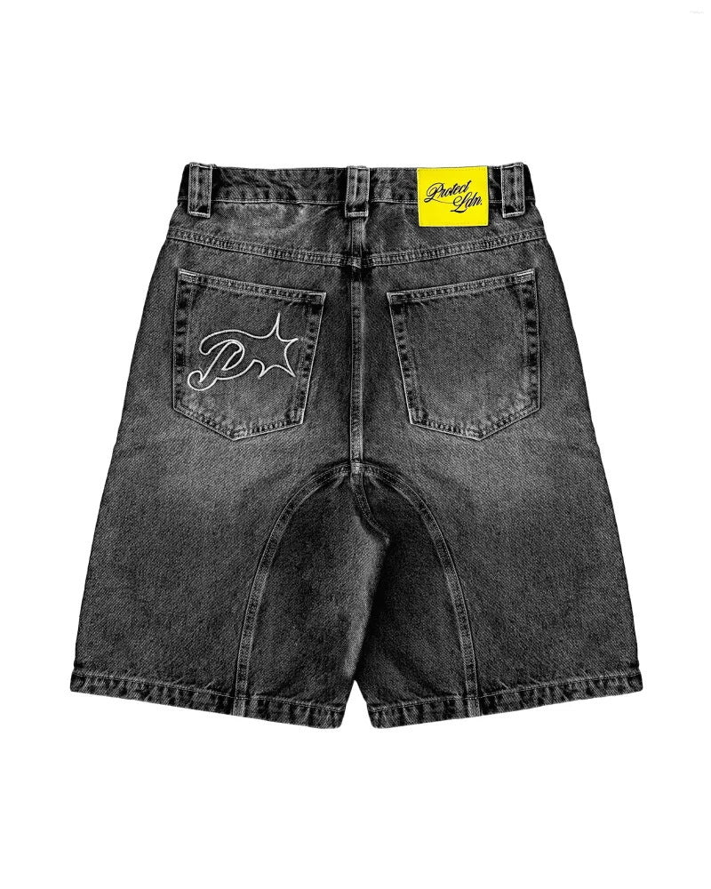 Camouflage Distressed Denim Cargo Shorts