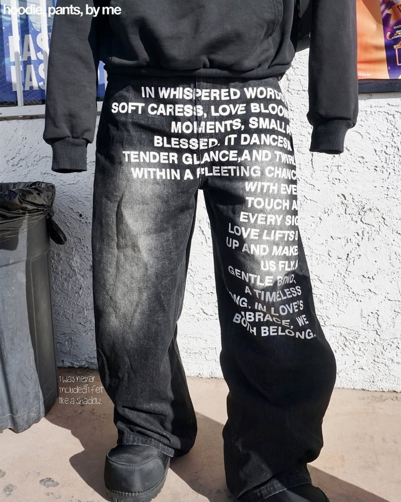 Y2K Men's Hip-Hop Jeans with American-Style Graphic Lettering