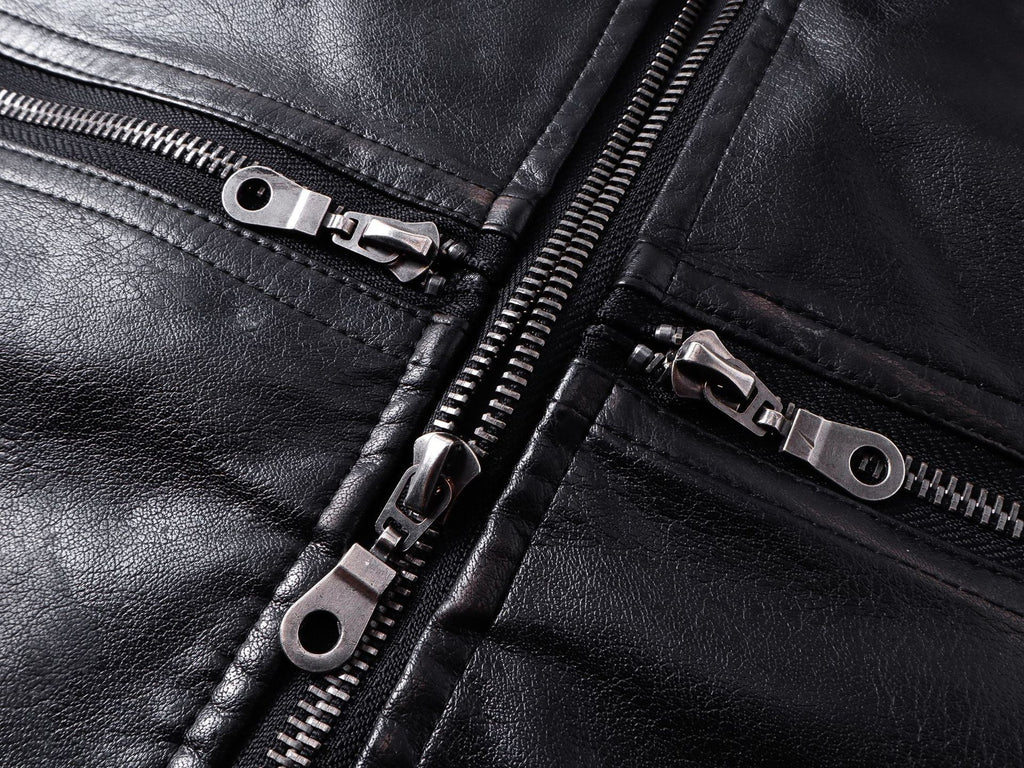 YAVIORA Riveted PU Leather Motorcycle Jacket