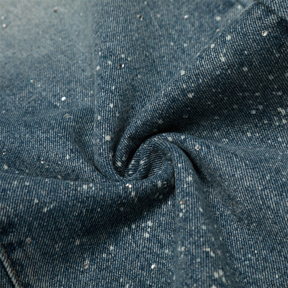 YAVIORA Rhinestone Straight Jeans