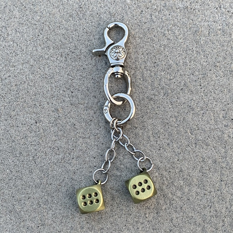 Retro floral heavy-duty keychain dice pendant