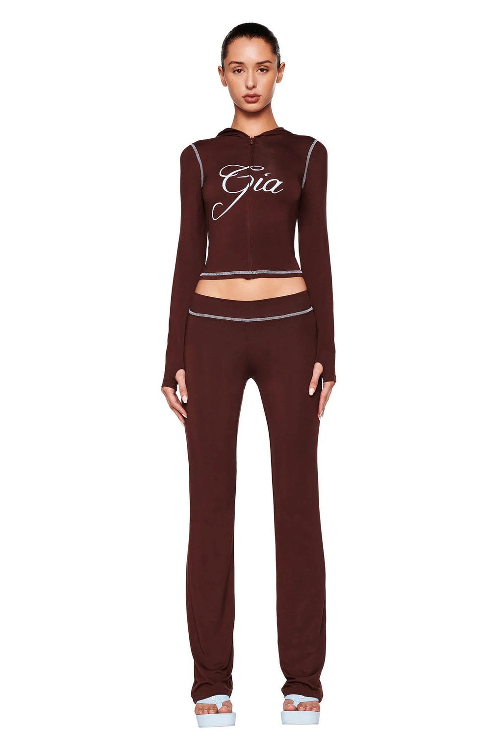 y2k hot girl letter print low-rise trousers two-piece set