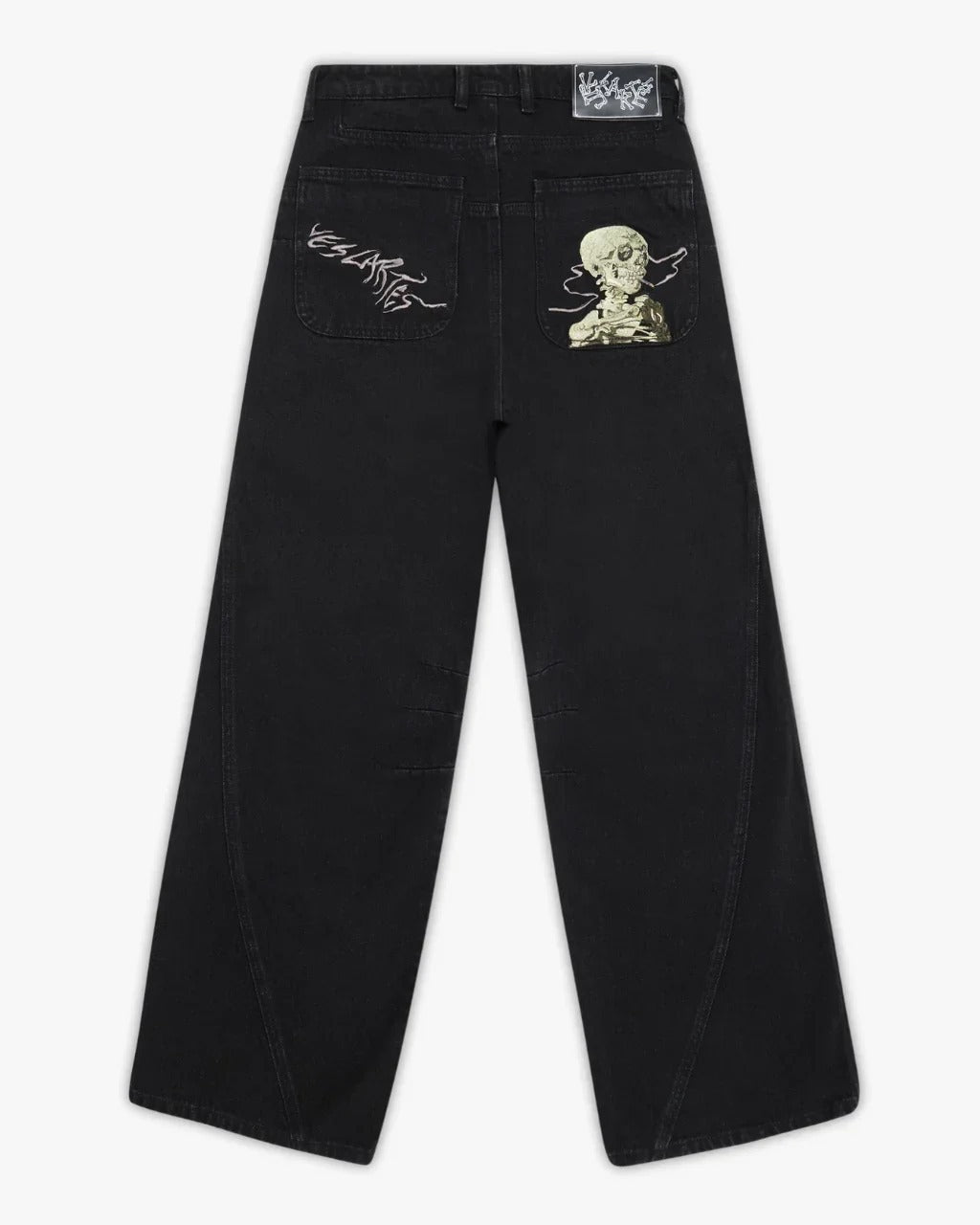 Vintage-Style Wide-Leg Jeans with Intricate Embroidery