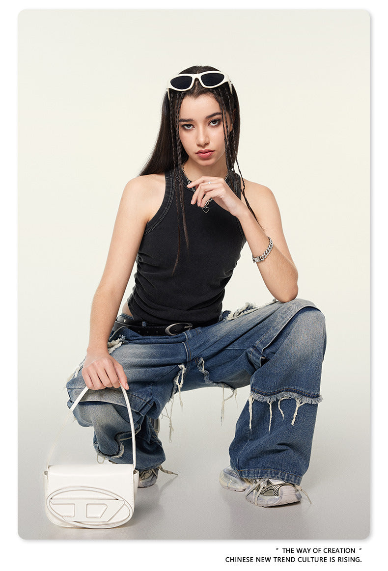 Yaviora American Distressed Hot Girl Style Vest for Women