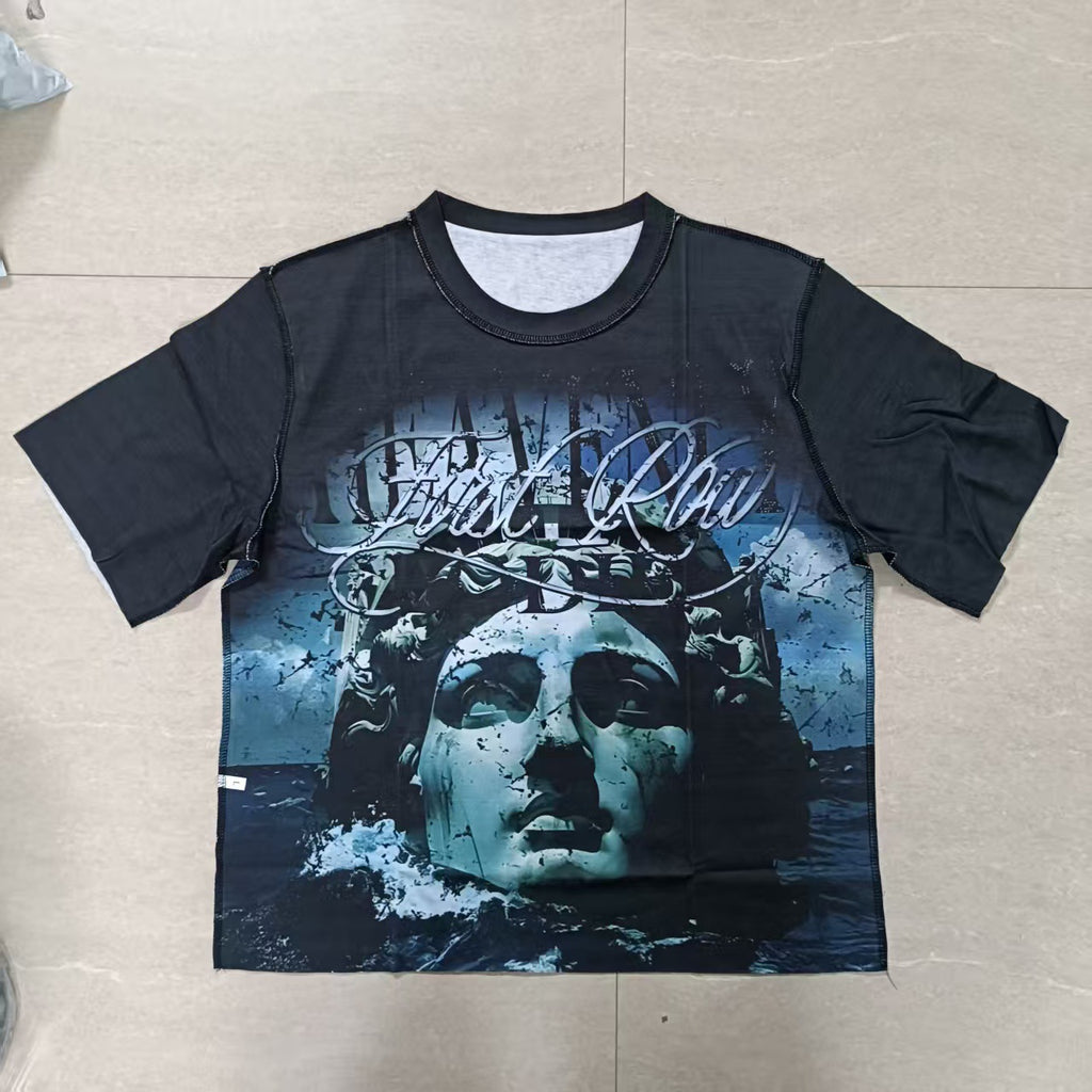 Y2K Greek statue print short-sleeved loose-fitting T-shirt