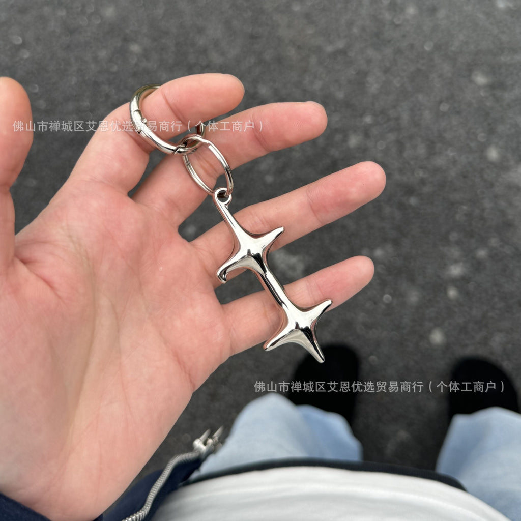 Star Lighter Keychain – Cool Silver 4-Point Star Design