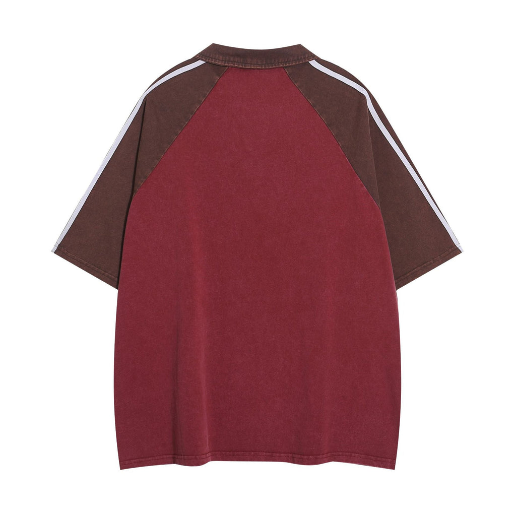 YAVIORA Suede Colorblock Polo Tee