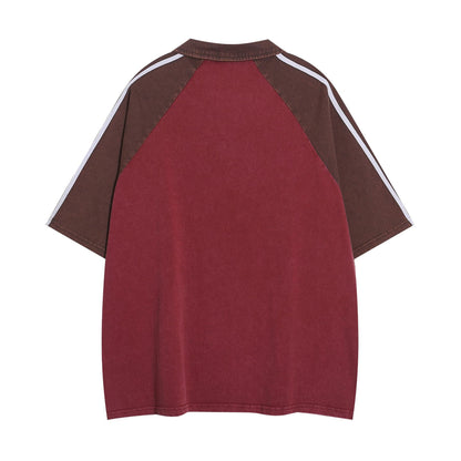 YAVIORA Suede Colorblock Polo Tee