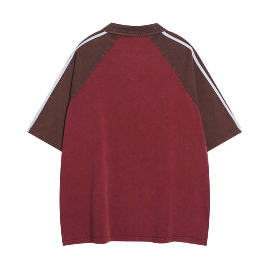 YAVIORA Suede Colorblock Polo Tee