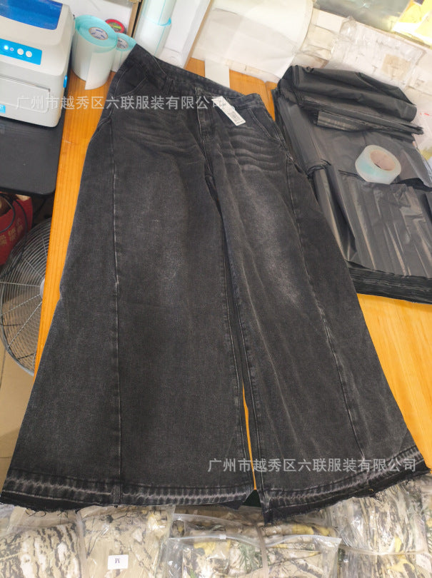 Y2K wide-leg jeans, patchwork flared pants