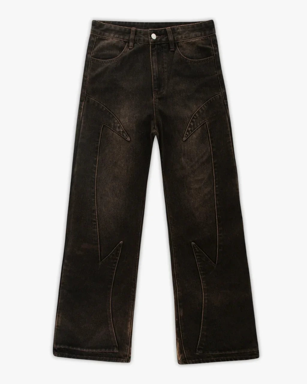 Vintage-Style Wide-Leg Jeans with Intricate Embroidery