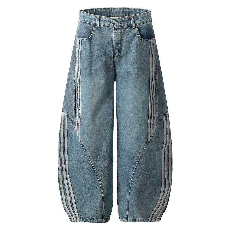 YAVIORA Striped Curved Jeans