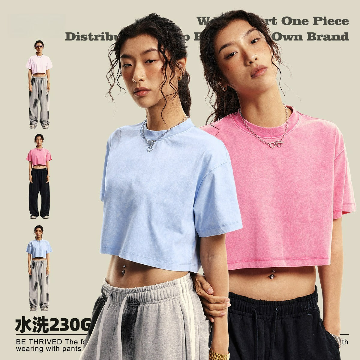 Yaviora Round Neck Crop Top Sexy Loose Short-Sleeve T-Shirt
